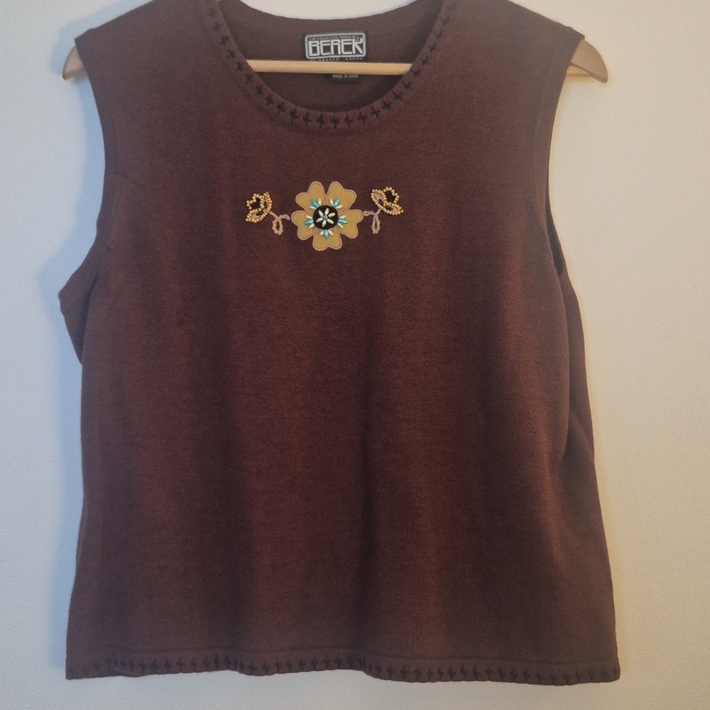 Berek by Takako Sakon Vintage Boho Cowgirl Beaded Cardigan & Tank Set XL - Picture 9 of 13
